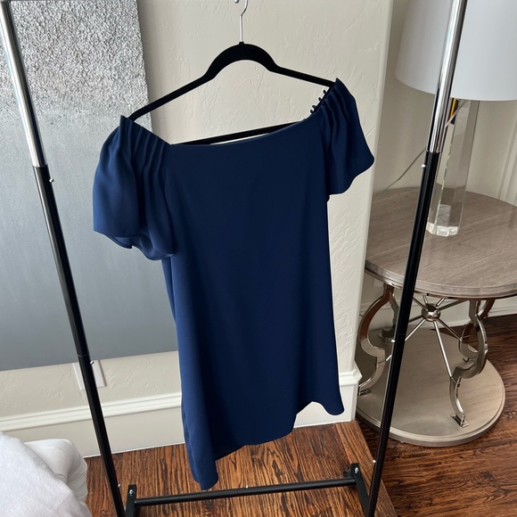 Trina Turk Exceptional Indigo Off-Shoulder Dress Size M - Worn Once! - Picture 3 of 12